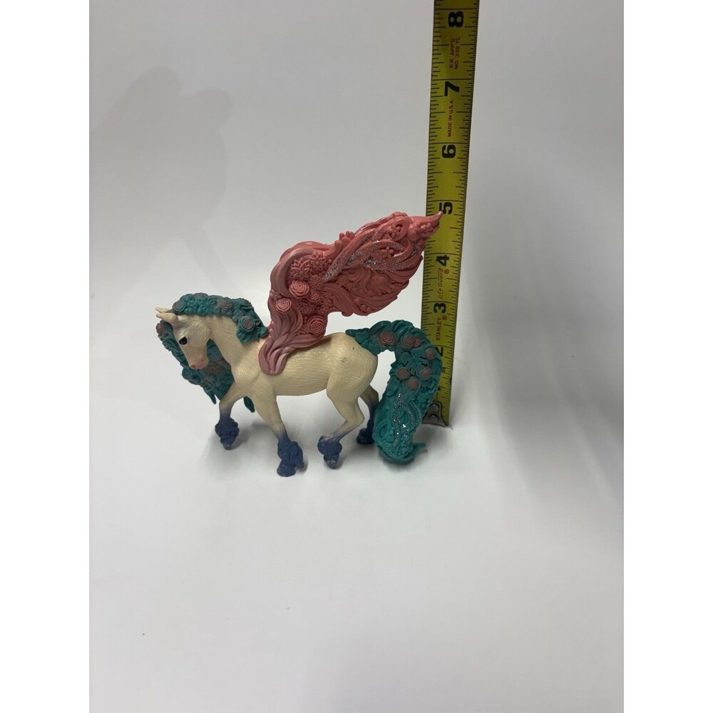 Schleich BAYALA Decorated Flower Pegasus Stallion 70590 Pink Teal Glitter Wings - Picture 2 of 4